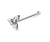 Leafy Stone Shaped Silver Bone Nose Stud NSKD-73